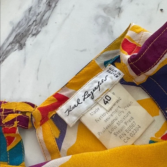 Karl Lagerfeld Vintage 100% Silk Blouse Size 40 (XL) - Picture 7 of 8